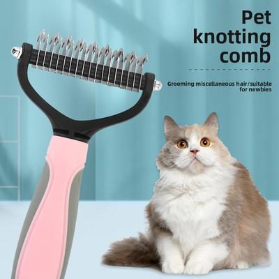 Pettine per animali domestici, Pettine per gatti e cani, Pettine per la rimozione dei peli di animali domestici, Pettine a denti larghi in acciaio inossidabile a doppia faccia per animali domestici