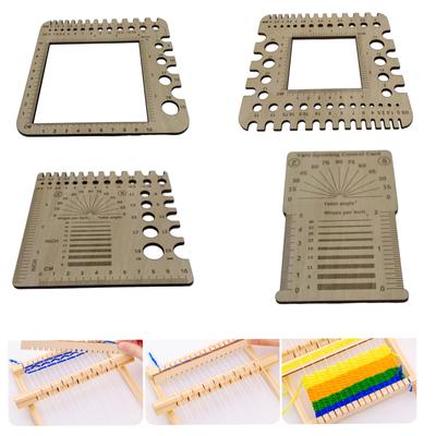 Wood Knitting Gauge Ruler Square Knitting Tool Crochet Hook and Knitting Needle Gauge Crochet Yarn Measuring Tool