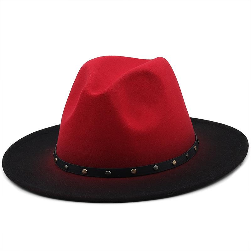 European, American and British style men and women's new spray-painted jazz woolen hat autumn and winter fashion big eaves hat