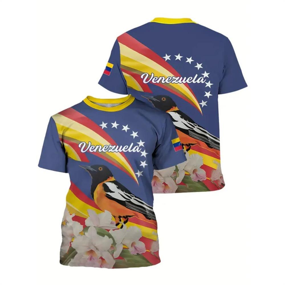 

Футболки с принтом «Венесуэла» с 3D-принтом для мужчин, с круглым вырезом и коротким рукавом, свободные футболки, повседневная модная летняя повседневная футболка 6XL