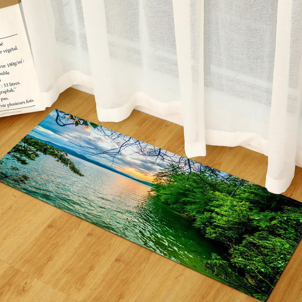 Scenic Door Mat Kitchen Dirt-Resistant Long Absorbent Non-Slip Foot Mat Bedroom Living Room Carpet Floor Mat