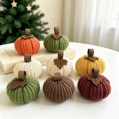 Faux Fall Decorative Crochet Pumpkins For Rustic Farmhouse Thanksgiving Harvest Halloween Table Centerpiece Mantel Kitchen Decor