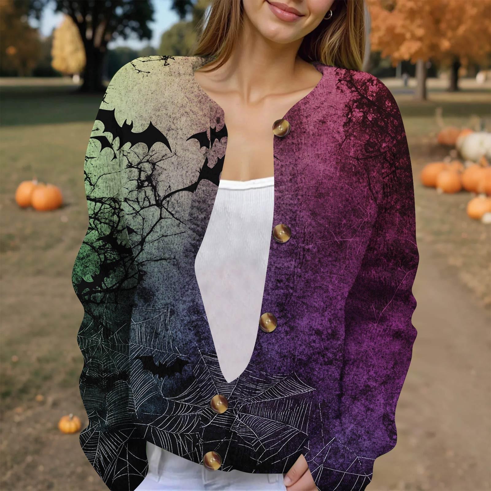 

Жіноча модна в язана куртка з довгим рукавом і принтом XXXL