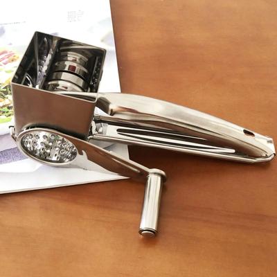 Stainless Steel Hand-Crank Rotary Cheese Grater for Kitchen Use