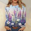 Women's Basic Long-sleeved T-shirt, Round Neck, Leaf Print, Plain Top, Everyday Pullover, Party Gift, Versatile T-shirt