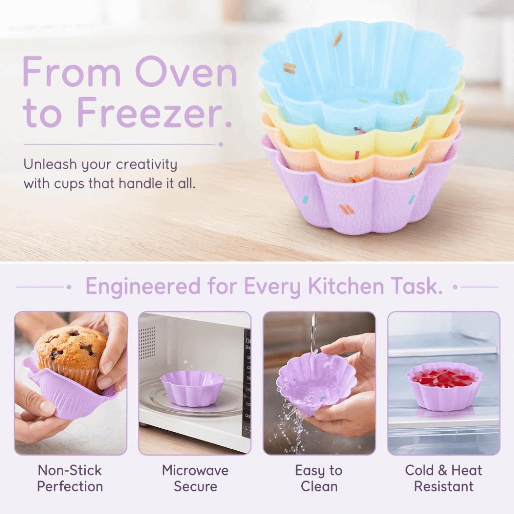 20pcs Silicone Chocolate Dessert Mold Heat Resistant Baking Cake Molds Cake Mold Home Baking Flower