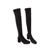 Fashion Elastic Long Faux Suede Boots Woman Over-the-knee Boots Casual Black Platform Shoes for Women Autumn Ladies Bottes