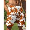 Men's Shorts Black and White Coconut Tree Print Suitable for Vacation