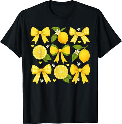 Süßes Zitrone Tropische Früchte Coquette Schleifen Sommer Mädchen Damen Unisex T-Shirt Herren Damen T-Shirts Oberteil