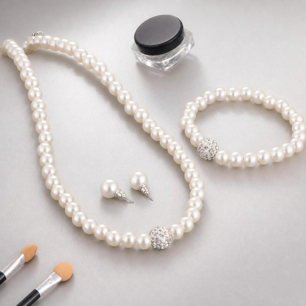 3PCS/set Elegant Imitation Pearl Jewelry Set Simple Pearl Bracelet Creative Gift