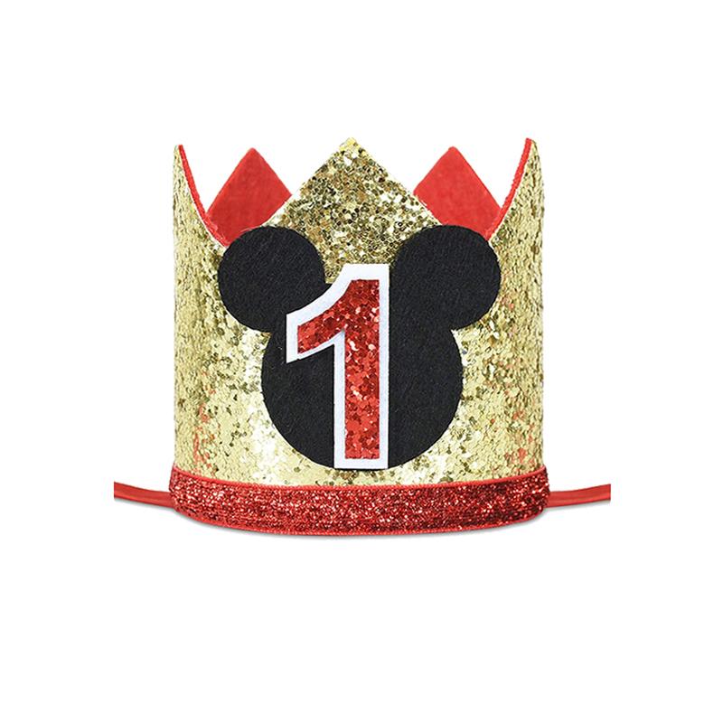 1st Birthday Party Decor Hat Kids 1 2 3 Year Happy Birthday Boy Girl First Birthday Party Baby Shower Decor Pink Kids Crown Hat