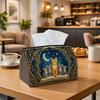 1pc Magical Fantasy Art Tissue Box - Cat Spell Book Star Night Napkin Storage Box, Suitable for Rolls/facial Tissues/single Sheets, Multi-functional S