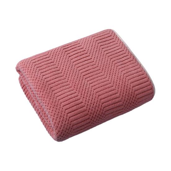 Coral Velvet Bath Towel Highly Absorbent Stylish Striped Design Thick Plush