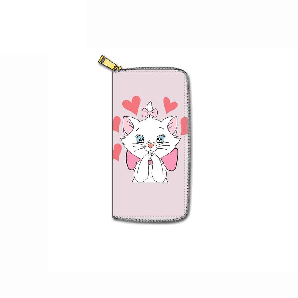 Cartoon Cat Long Zipper Wallet, Kitten Wallet.