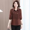Spring Casual Polo Neck Shirt for Middle-Aged Mothers (40-49)