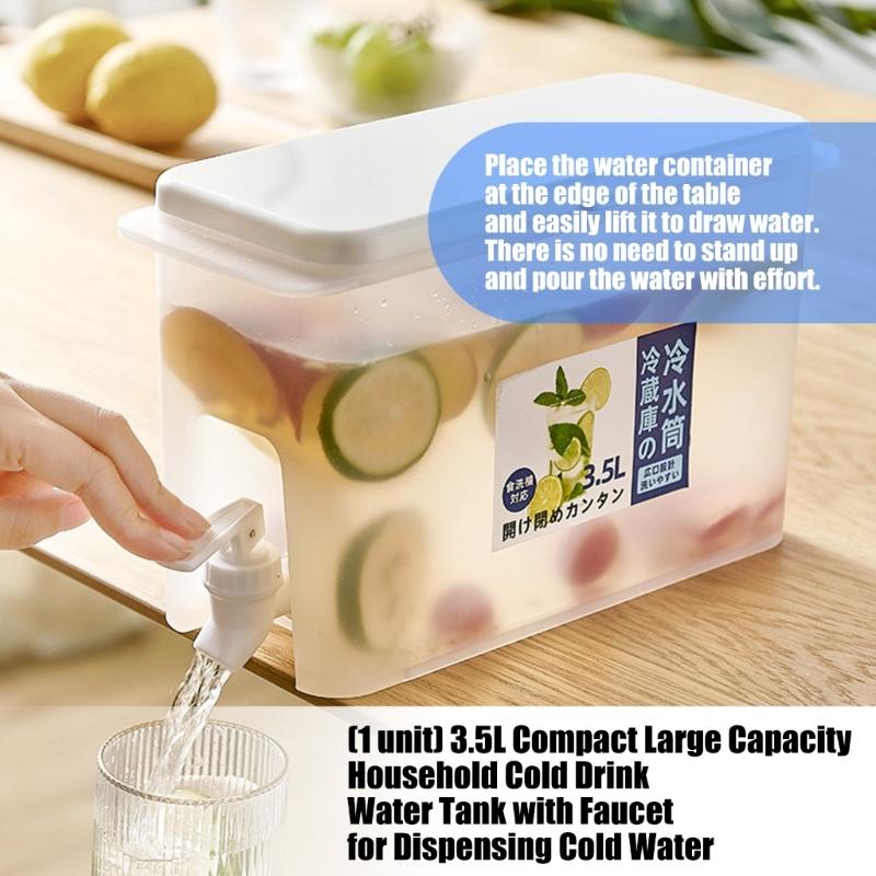 Nowoczesny plastikowy dzbanek na wodę 3,5 l z kranikiem do wody z cytryną, mrożonej herbaty, przechowywania w domu, kuchni, niezbędny