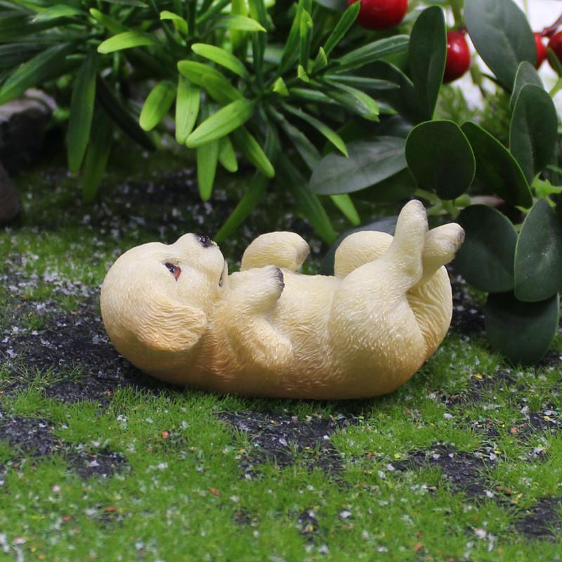 Simulated Golden Cute Retriever Model Resin Handicrafts For Office Desk Decor