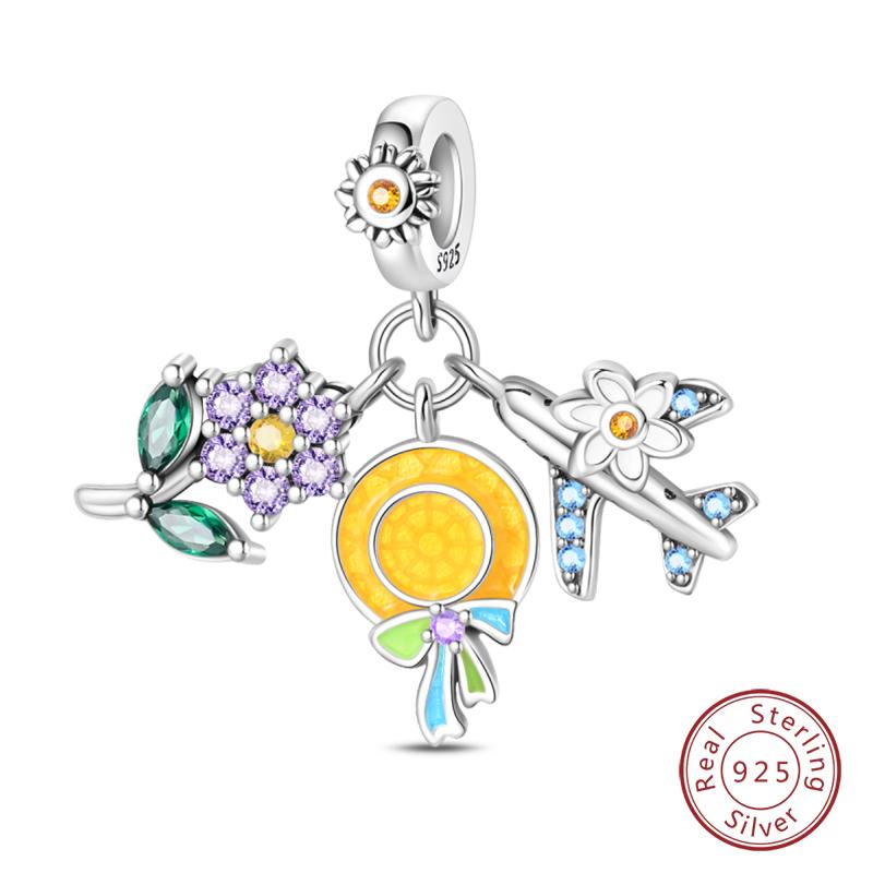 Charms Luminous Firefly Stars Cherry S925 Silver Pendants Beads 3mm DIY Party Christmas Fine Jewelry Making Gifts