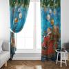 Christmas Curtain Funny Anta Claus Riding Sleigh Delivering Present Ball Winter Print Drapes Bedroom Party Decor For Made Of Polyester