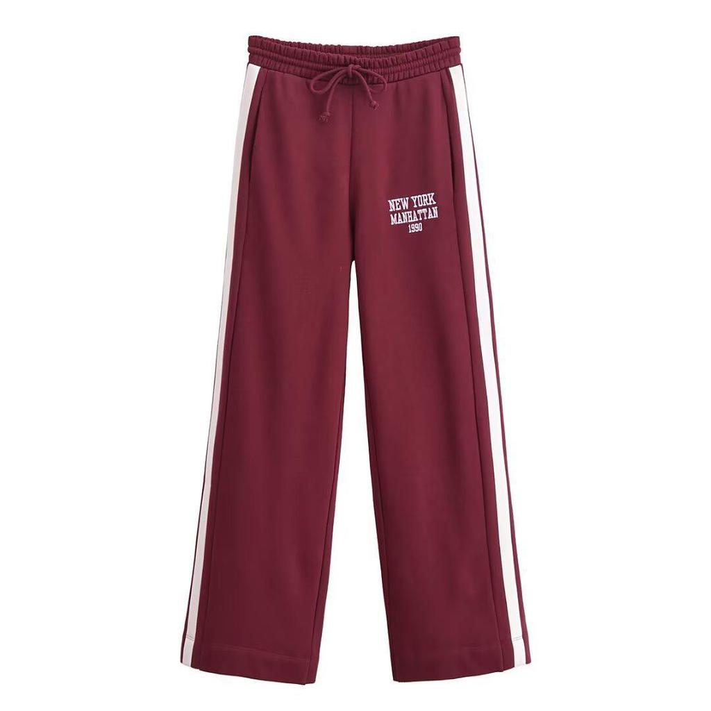 TAOP&ZA Women's Letter Print Velvet Sweatshirt Set - Early Spring Collection