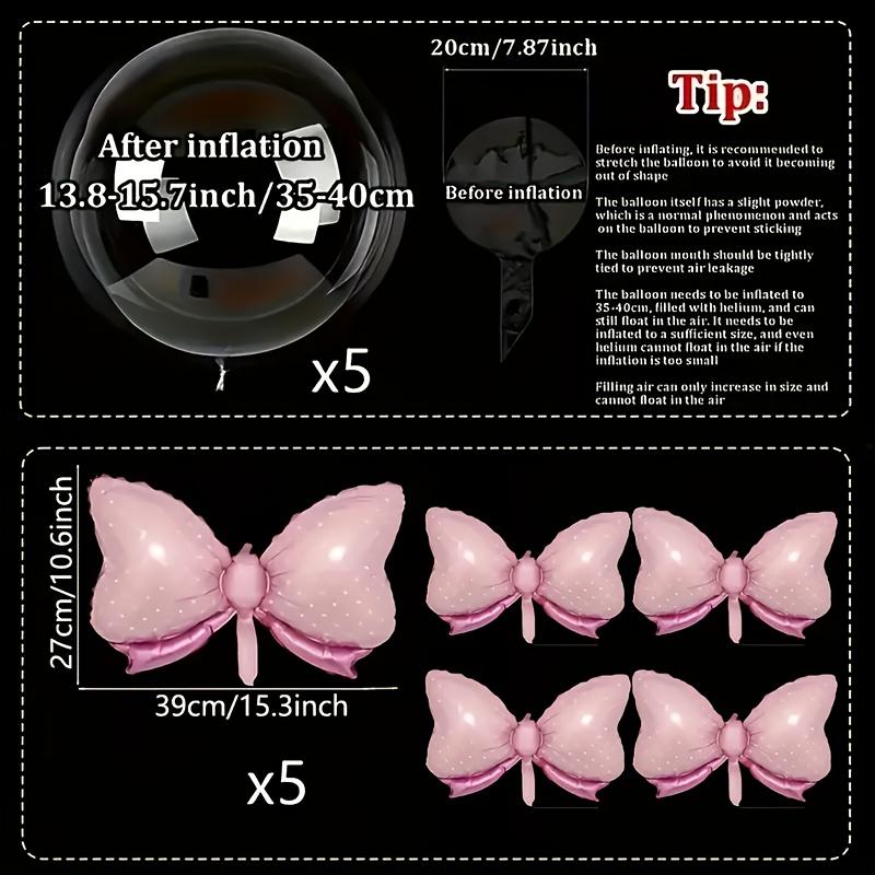 

10Pcs Bowknot Transparent Balloon Foil Pink Bow Kids Birthday Party Decor Butterfly Balloon Photo Props Anniversary Event Decor As Picture