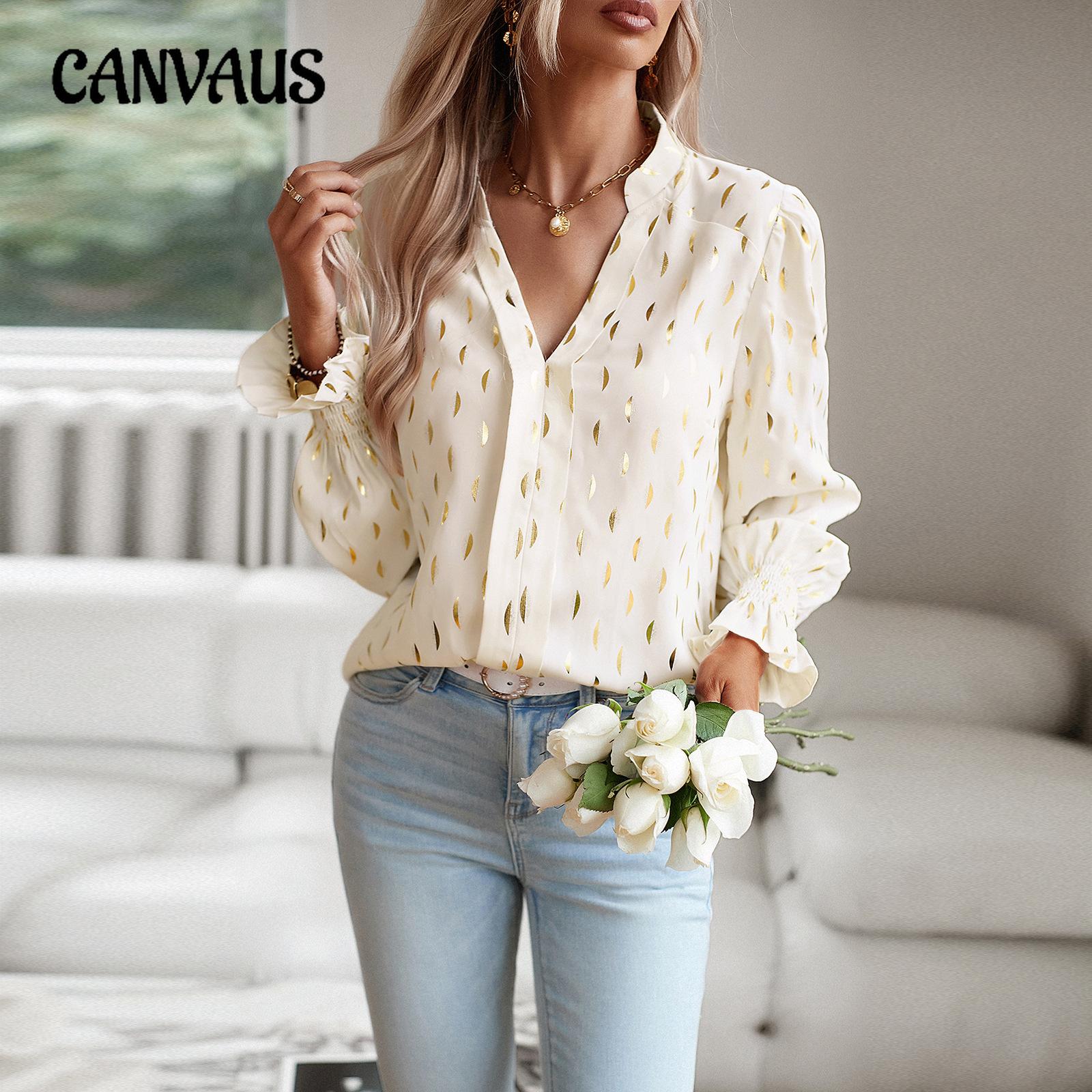 

Весенне-осенняя женская рубашка Temperament Commuter с v-образным вырезом и длинными рукавами