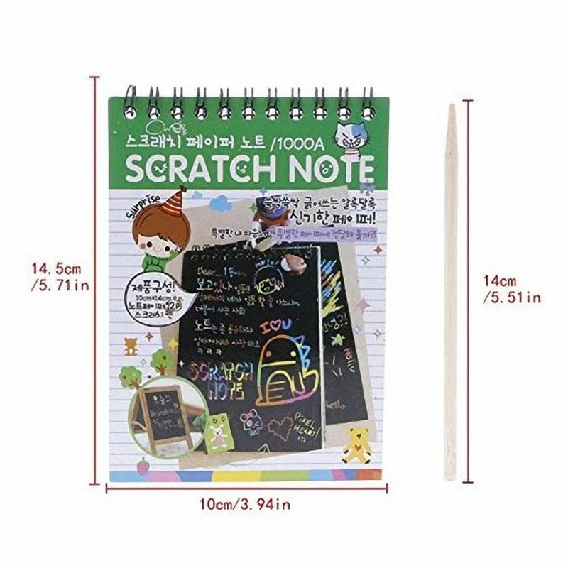 STONEGO Buntes Graffiti-Buch Kreatives Farb-DIY Spiralblock Kratzbild Malbuch Kinder Kratzbildbuch