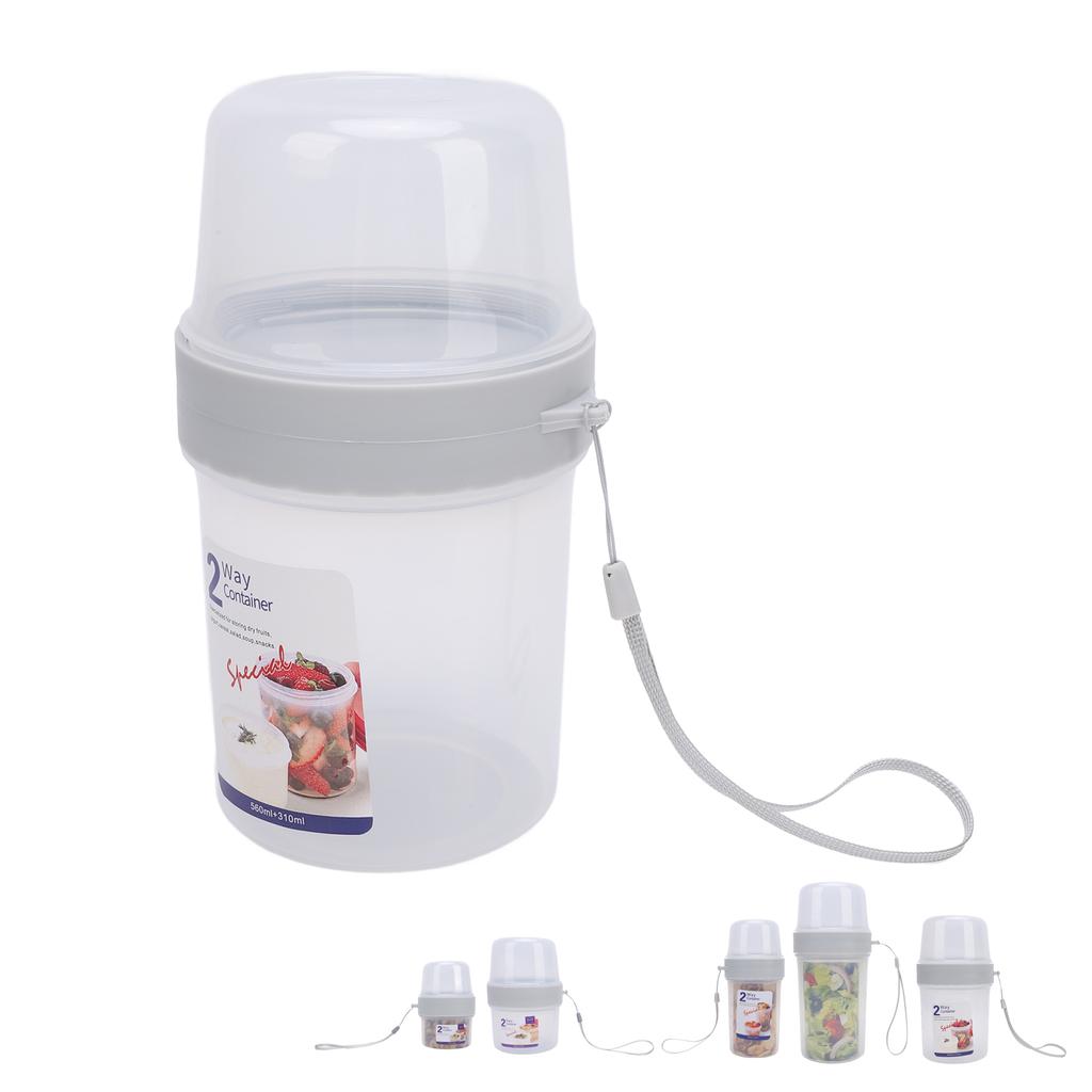 Double Layer Food Storage Cup Microwave Safe Sealed Dispenser Portable Yogurt Container for Salad Fr