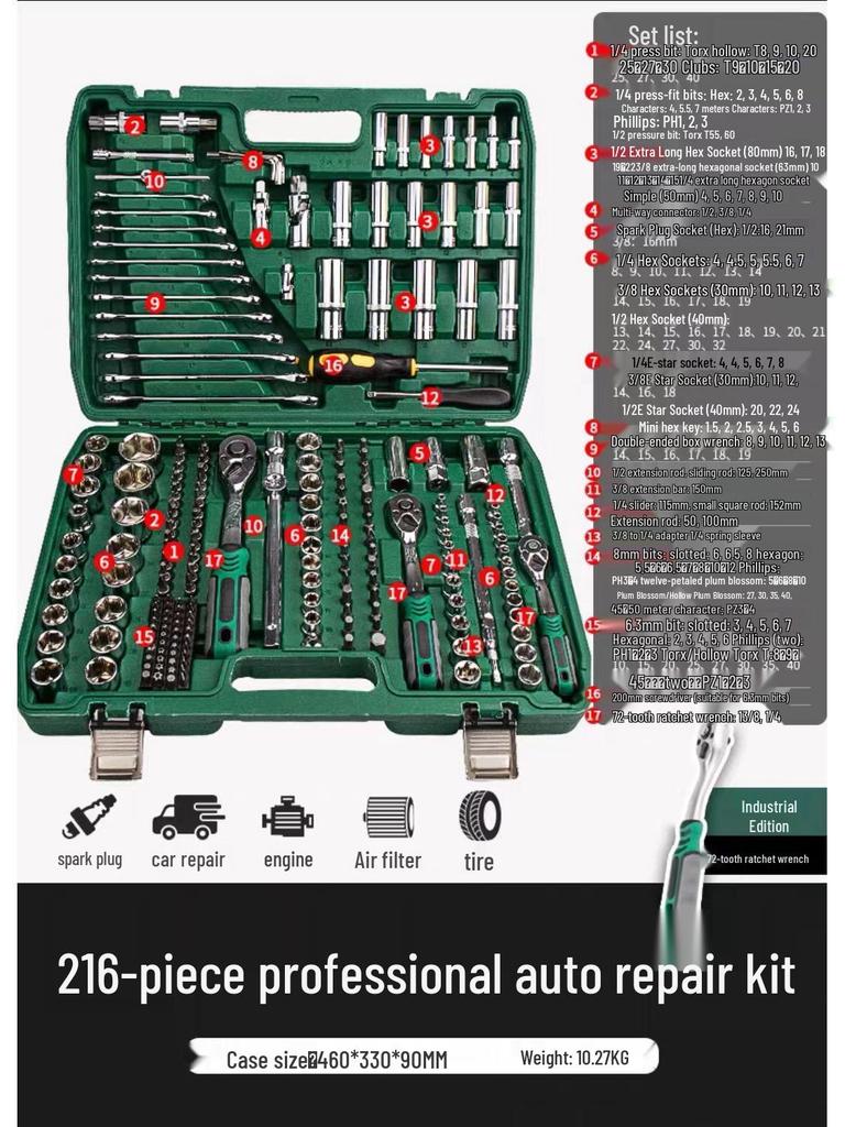 Multifunctional Ratchet & Socket Wrench Set for Car & Hardware Repair