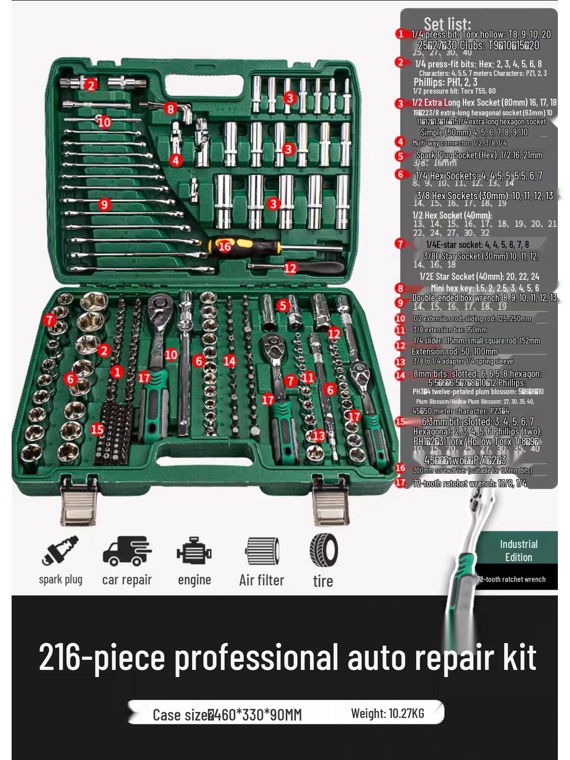 

Многофункциональный набор трещотки и торцевых головок для ремонта автомобилей и оборудования