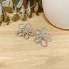 Korean Fashion Statement Luxury Silver Color Zircon Flower Earrings Accessories for Women Party Cute Earring Aesthetic Jewelry
