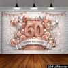 Sfondo 2D Oro Rosa per 60° Compleanno con Fiori & Scatola Regalo Striscione per Festa