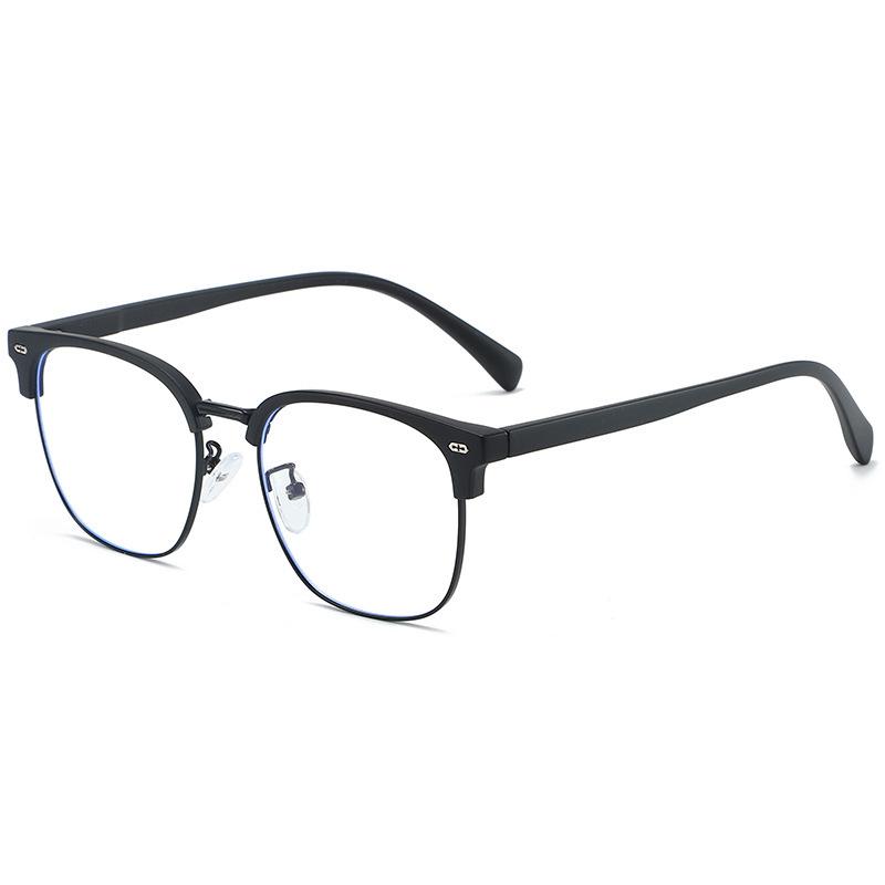 Semi-Rimless Glasses Men New Fashion Blue Light Blocking Man Eyeglasses Campus Style Computer Women'S Glasses Frame