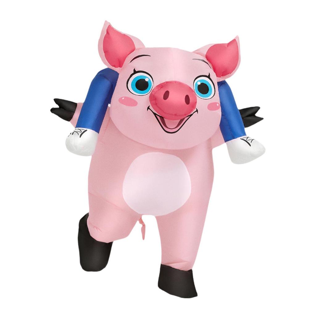 Inflatable Pig Riding on Costume Tear Resistance Multifunctional for Women Pink