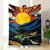 "Vibrant Sunlit Valley Landscape" Patterned Flannel Blanket Perfect for the Bedroom Living Room, Sofa, or a Little Nap