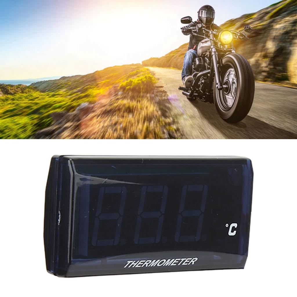 Motorcycle 12V LCD Super Slim Water Temperature Gauge With 18mm Sensor Adapter Replacement for