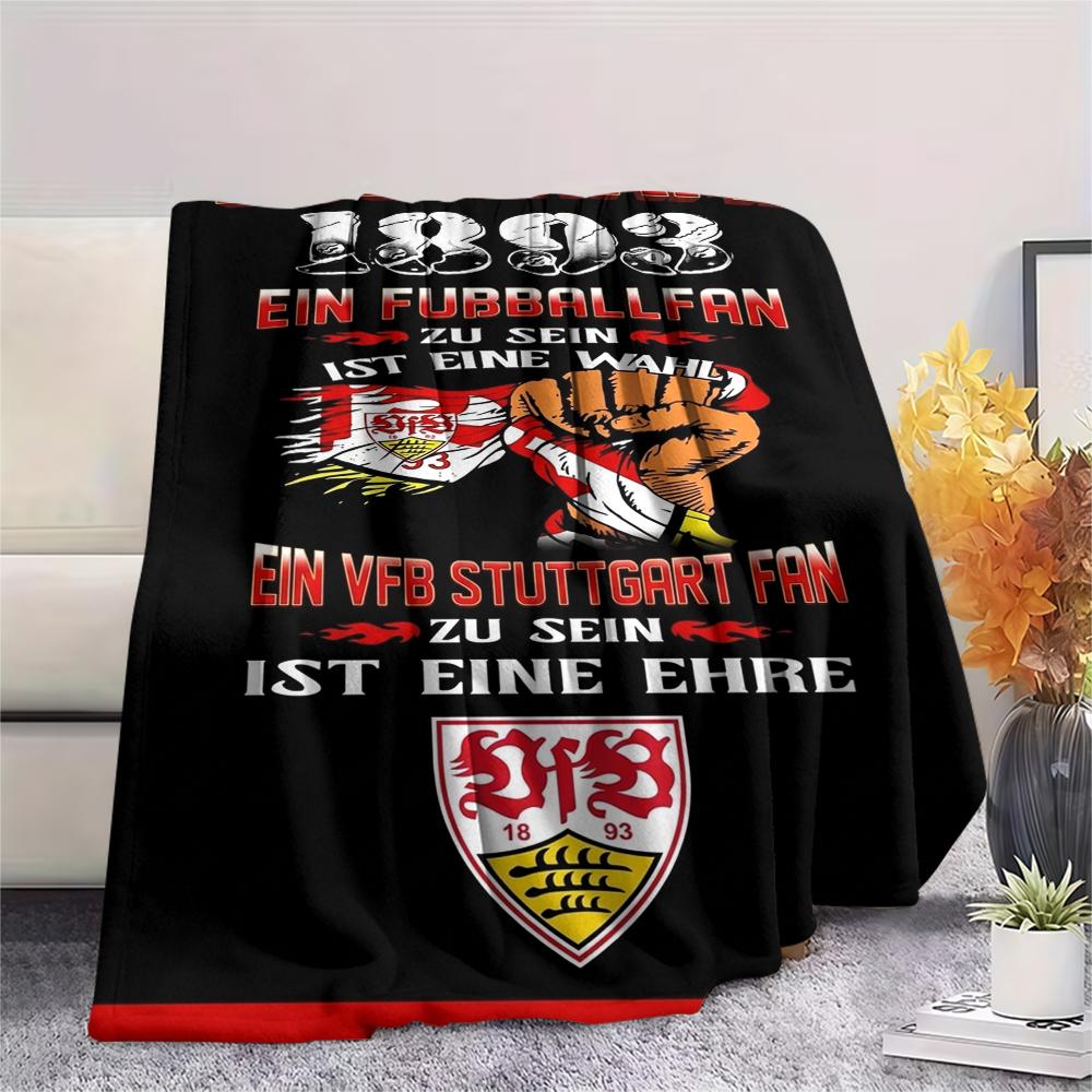 1pz Coperta di Flanella Personalizzata con Nome e Motivo VfB Stuttgart Adatta a Tutte le Stagioni per Arredamento Casa Calore e Comfort Regali Regalo Festivo_xia