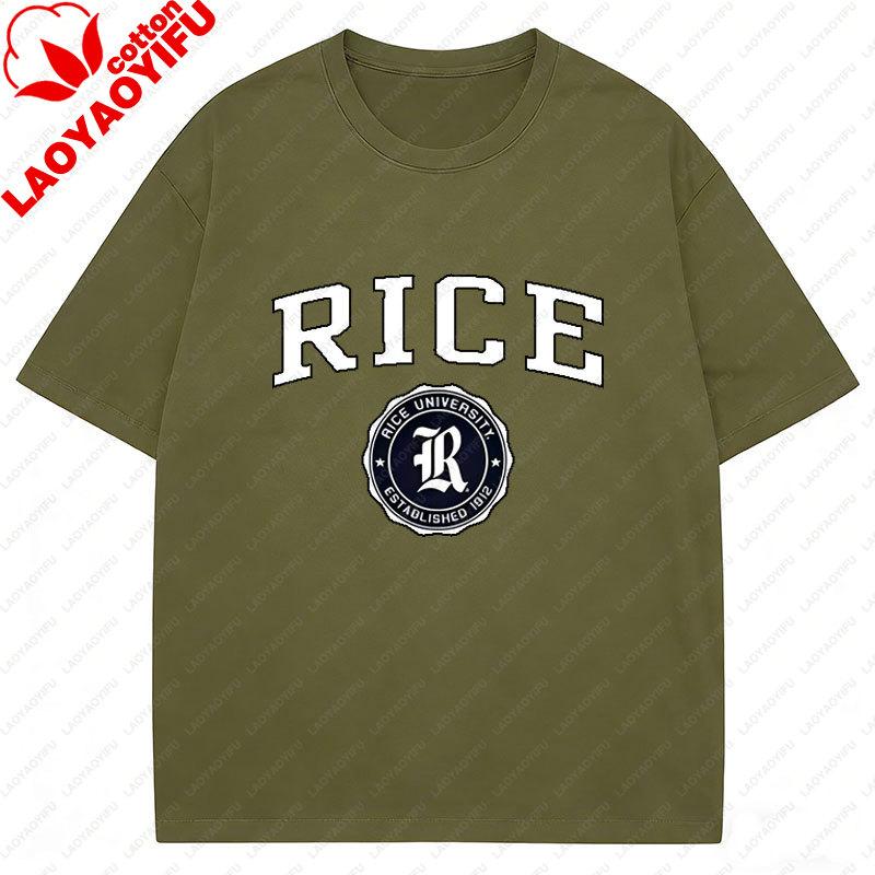 Rice University Established 1912 Casual Funny T Shirt Streetwear Cotton Crewneck Classics Personality Unisexs Sports Top T Shirts