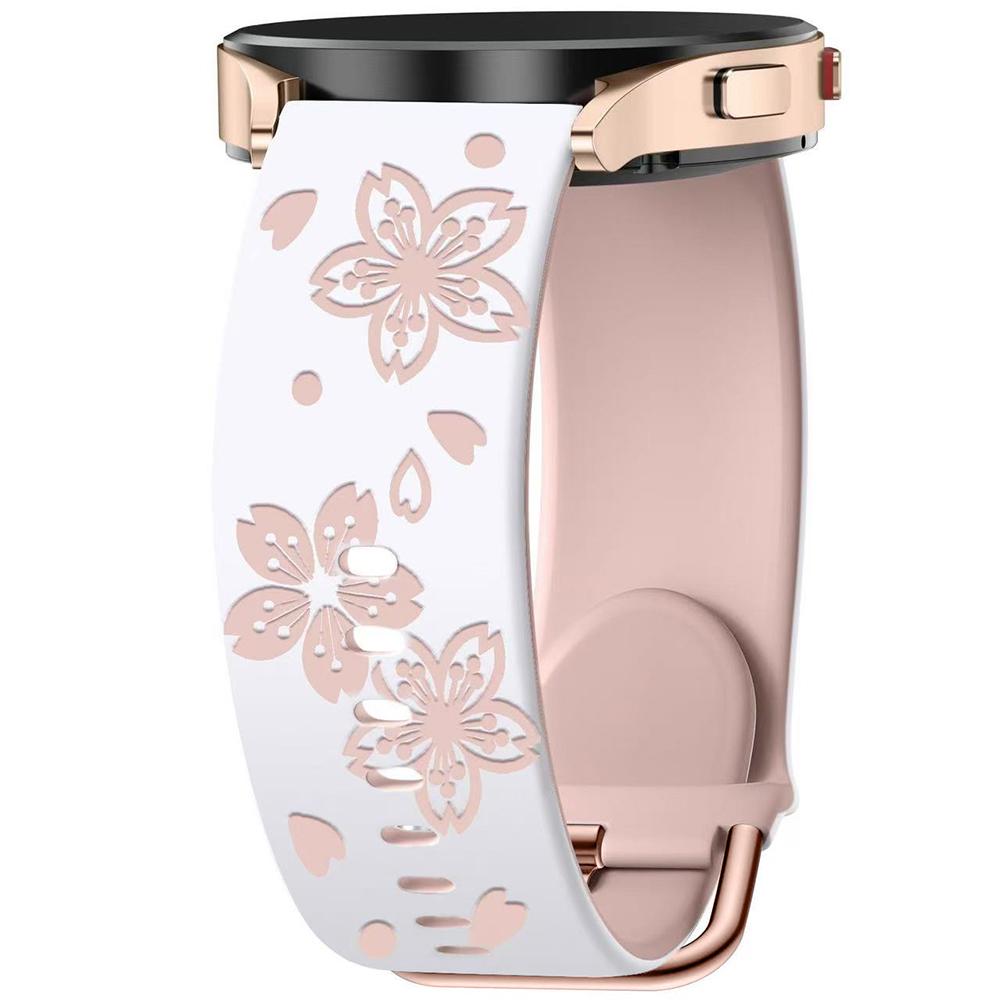 Universal 20mm Width Flower Engraved Watchband For Samsung Galaxy watch 7 6 4 5 Strap Huami Amazfit Active GTS 4 Mini 3 Pro GTR 2e Silicone Bracelet