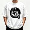 Unisex Casual Short Sleeve Tee Modal Soft Fabric Retro Scooter Couple Graphic Print Loose Oneck Streetwear Daily Tops