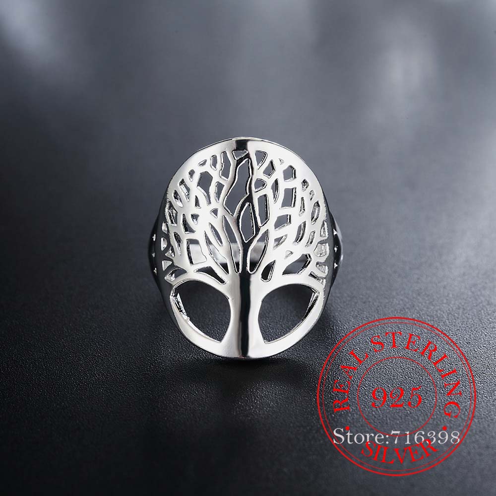 100% 925 Sterling Silver Ring Tree of Life Rings for Women Classic Accessories Anillos Fine Jewelry New Mother's Day Mom Gifts
