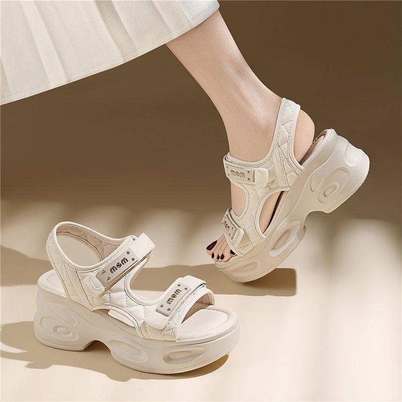 Casual Style Summer Outdoor Leisure Soft Sole Outer Wear Beach Shoes Flat Bottom Wear-resistant Open-toed Women's Comfortable Slippers Thick Bottom