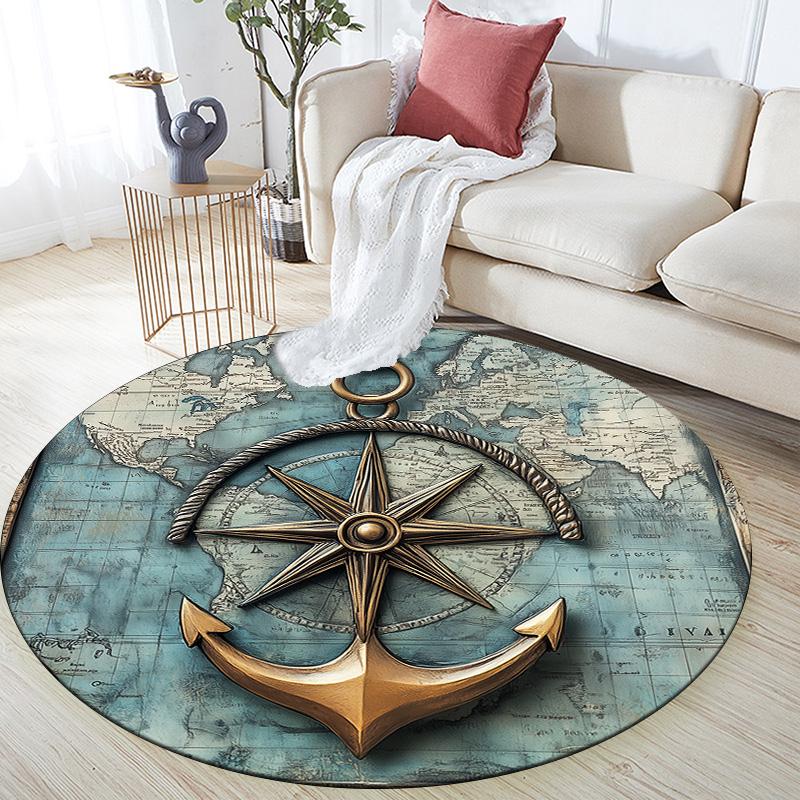 

Map Anchor,Round Area Rug,Carpet Rug for Living Room Bedroom Sofa Playroom Decor,Non-slip Floor Mat 80cmx80cm