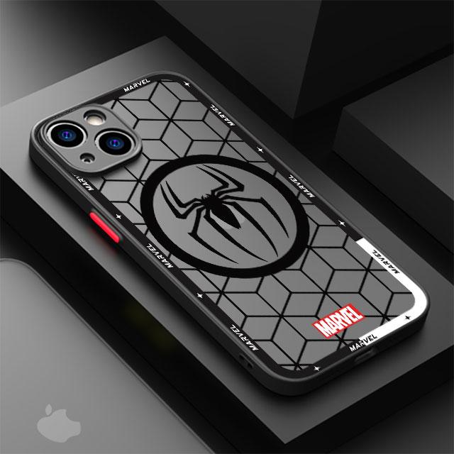 

Матовий чохол для телефону для IPhone 15 13 12 11 14 Pro Max 13Mini X XS Max XR 7 8 Plus SE(2022) Прозорий чохол Marvel Lines Залізна Людина Павук iPhone 15 Plus