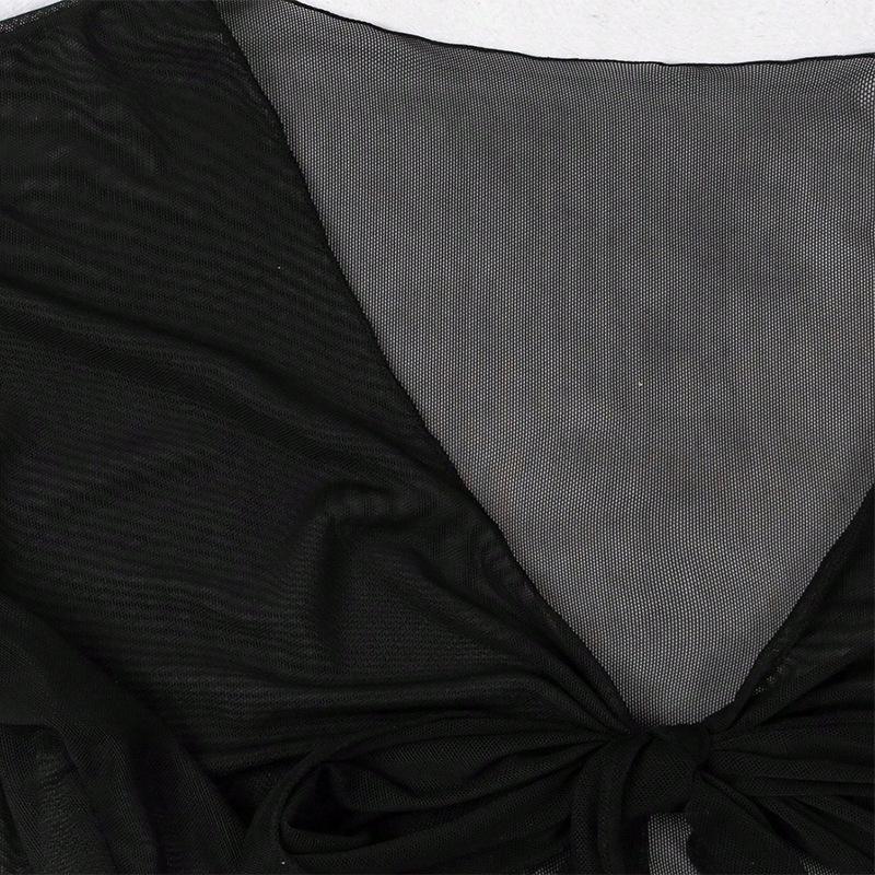 2024 Dámský síťovaný přehoz Jednobarevný bikiny top