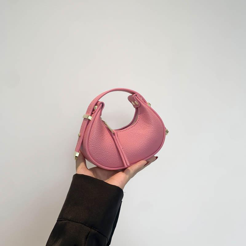 

5 Colors Pu Leather Lady Bag 2024 New Y2K Mini Purse Phone Bag Day Clutch Bag Fashion Half Moon Handbag Lipstick Bag Green Mini(Max Length 20cm) рожевий