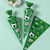 50pcs Football Theme Party Favors Cone Candy Bags Soccer Plastic Gift Packaging Bags Boy Kids Birthday Party Decoration Supplies