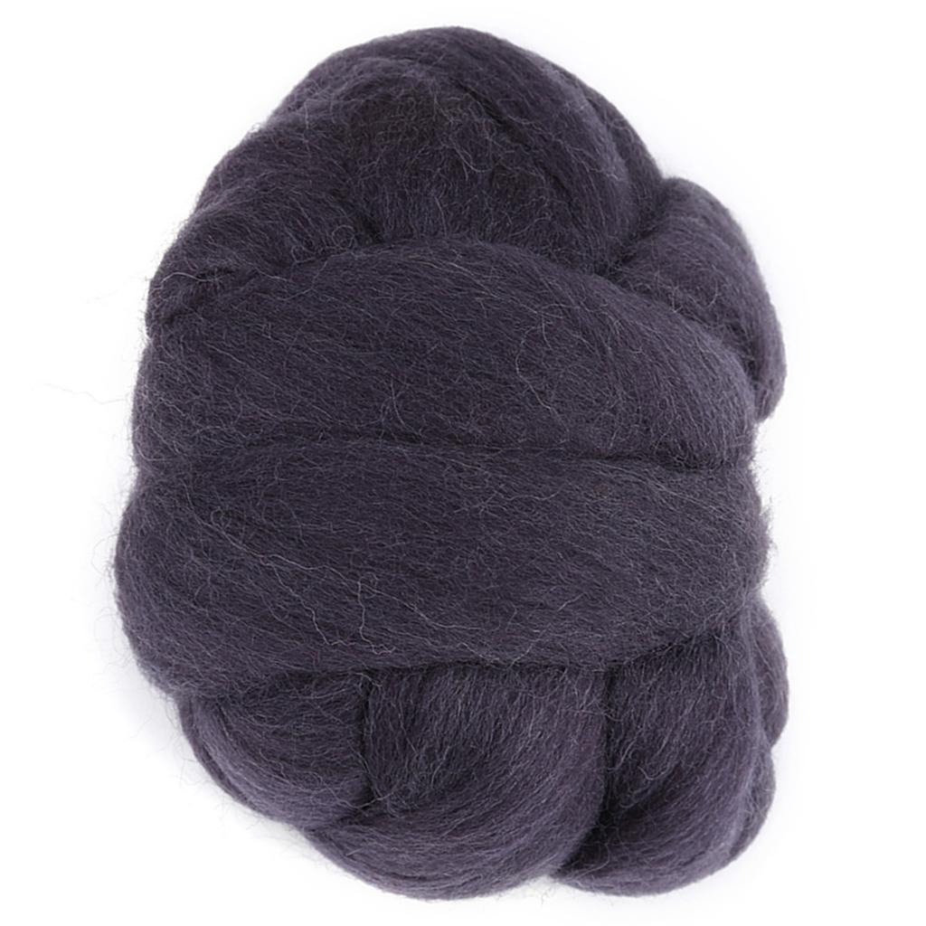 55g Colored Needle Felting Wool Roving Spinning Sewing Trimming Handiwork Material (Dark Gray)