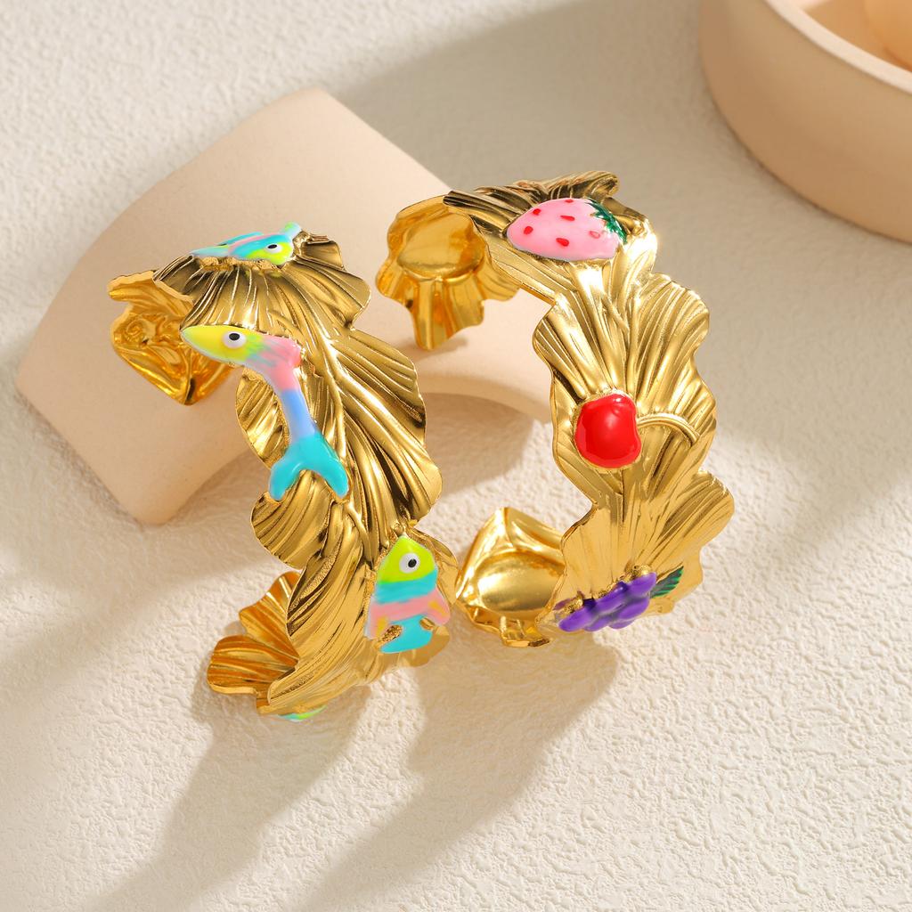 Atoztide Multiple Styles Starfish Bracelet for Women Stainless Steel Statement Crab Flower Adjustable Cuff Bangle Jewelry Gift