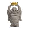 Sandstone & Handmade Resin Craft Statue, Chinese Style Smiling Buddha & Maitreya Buddha, Gold-Painted Creative Gift Decoration
